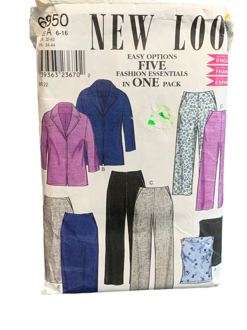 New Look Sewing Pattern 6950 Size 6-8-10-12-14-16 Shirt Jacket Pants Skirt